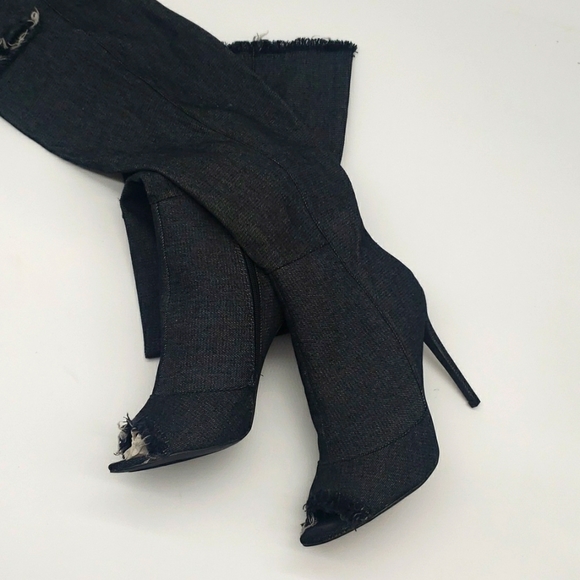 LILANA JEANS BOOTS SIZE 8 1/2 COLOR BLACK 30 INCHES TALL ( OVER THE KNEES BOOTS - Picture 10 of 13